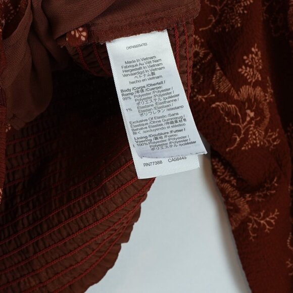 Madewell Preston Puff Sleeve Blouse Burgundy Letterpress Floral - Size XS - Picture 4 of 5